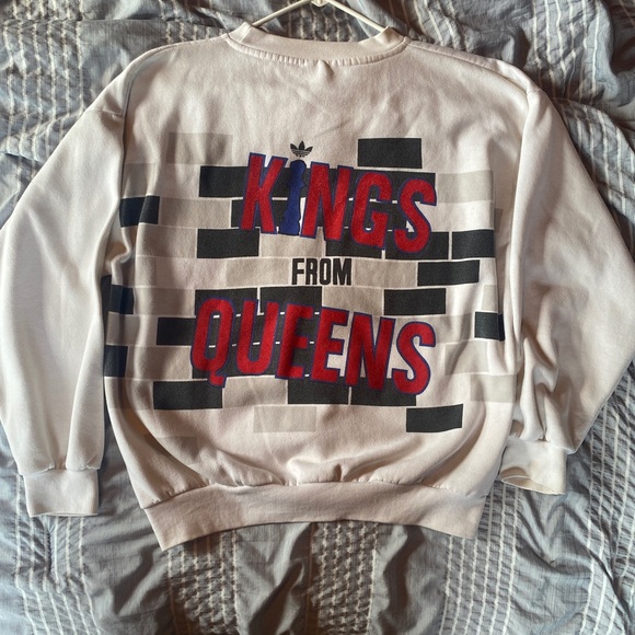 Vintage 1980s Adidas Run DMC Kings From Queens White Crewneck Sweatshirt - Picture 2 of 6